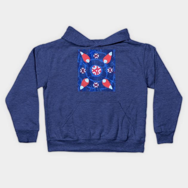 Abstract Motifs on Blue Tie Dye Kids Hoodie by MitaDreamDesign